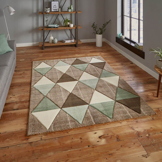 Think Rugs Brooklyn 21896 Beige / Green Rug