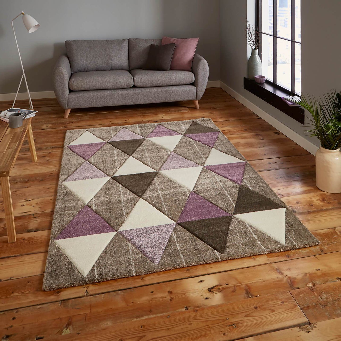 Think Rugs Brooklyn 21896 Beige / Purple Rug