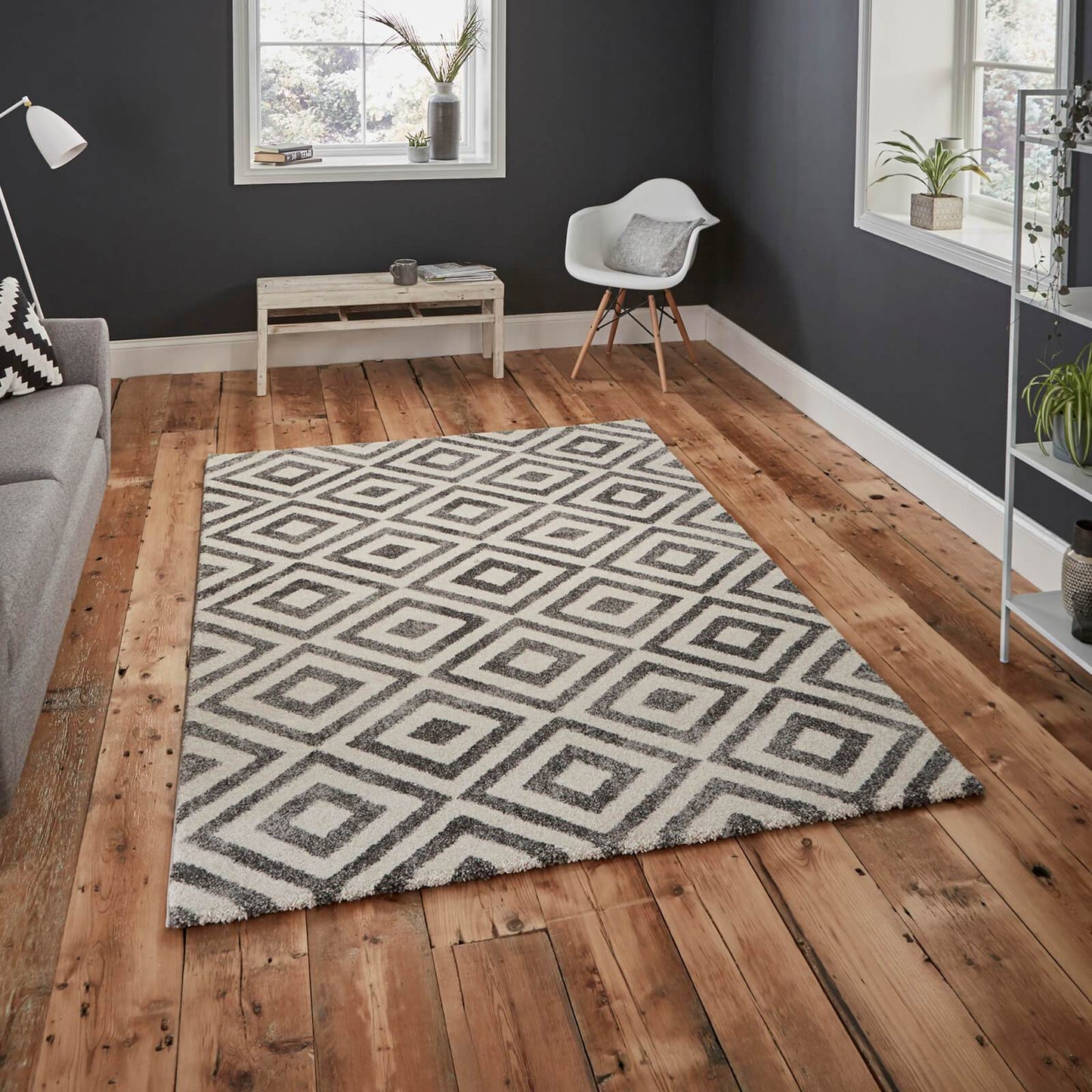 Think Rugs Elegant 4893 Grey / White Rug