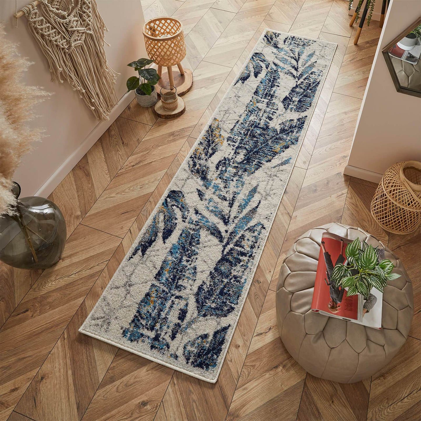 Gilbert 3 W Blue Floral Rugs