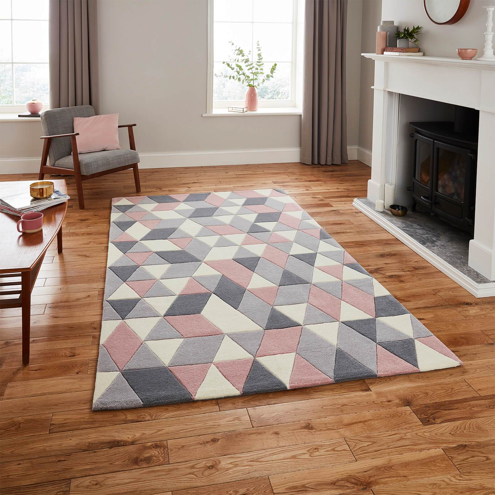 Think Rugs Hong Kong 3653 Grey / Rose Rug