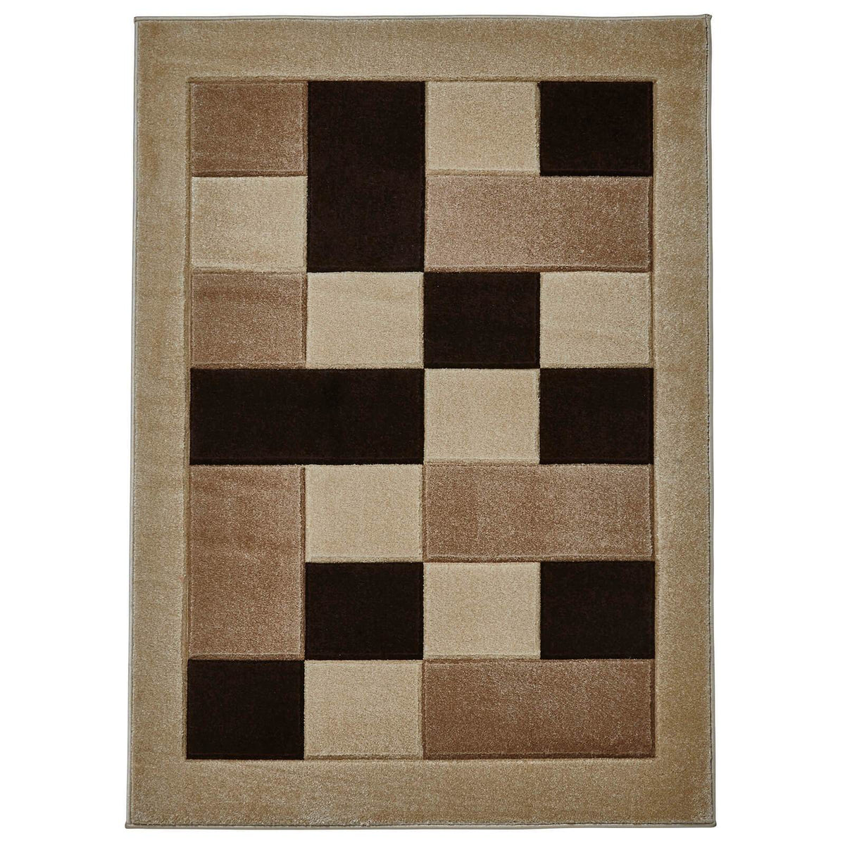 Beige Pattern E Rug Matrix MT04 Beige and Brown Modern Rug – e-Rugs.co.uk