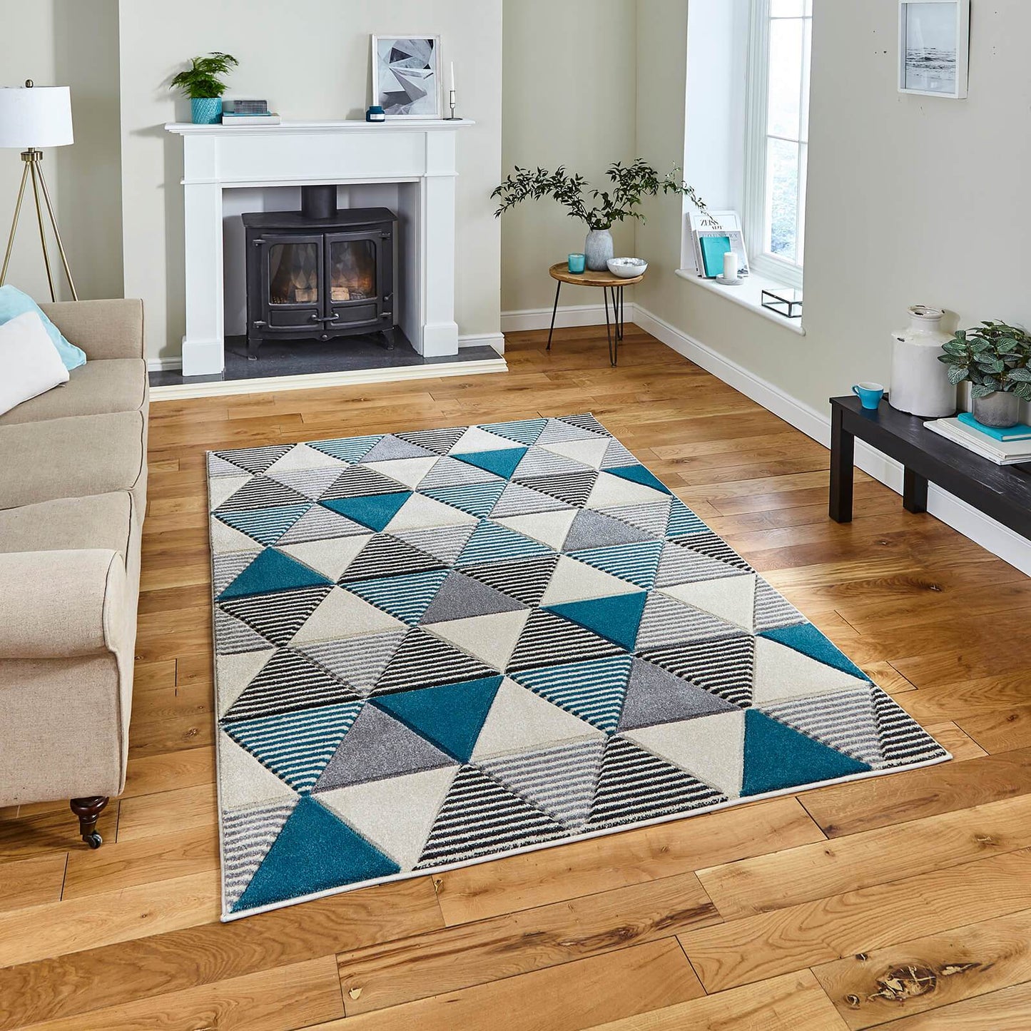 Think Rugs Matrix MT15 Grey / Blue Rug