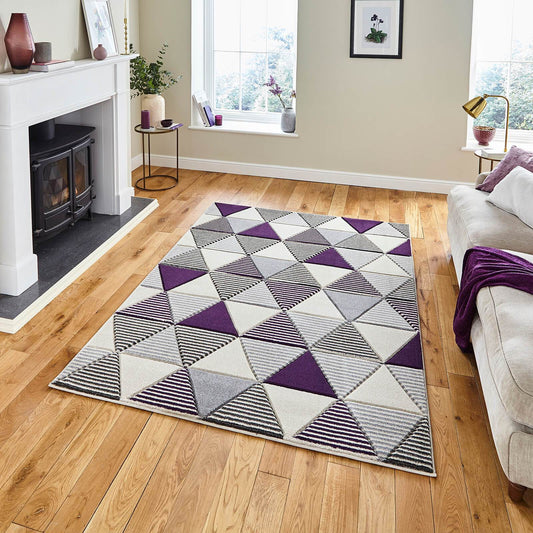 Think Rugs Matrix MT15 Grey / Purple Rug