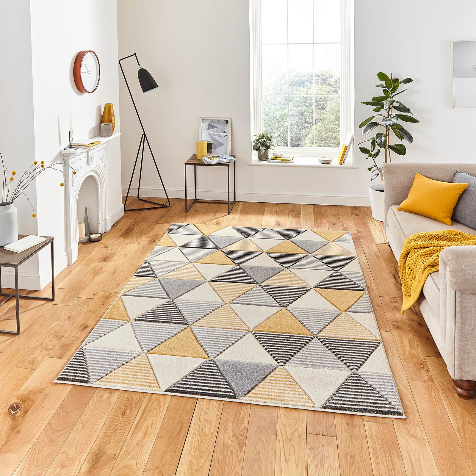 Think Rugs Matrix MT15 Grey / Yellow Rug