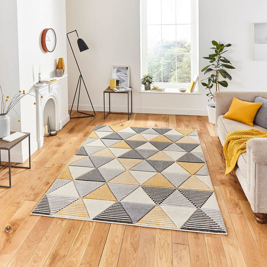 Think Rugs Matrix MT15 Grey / Yellow Rug