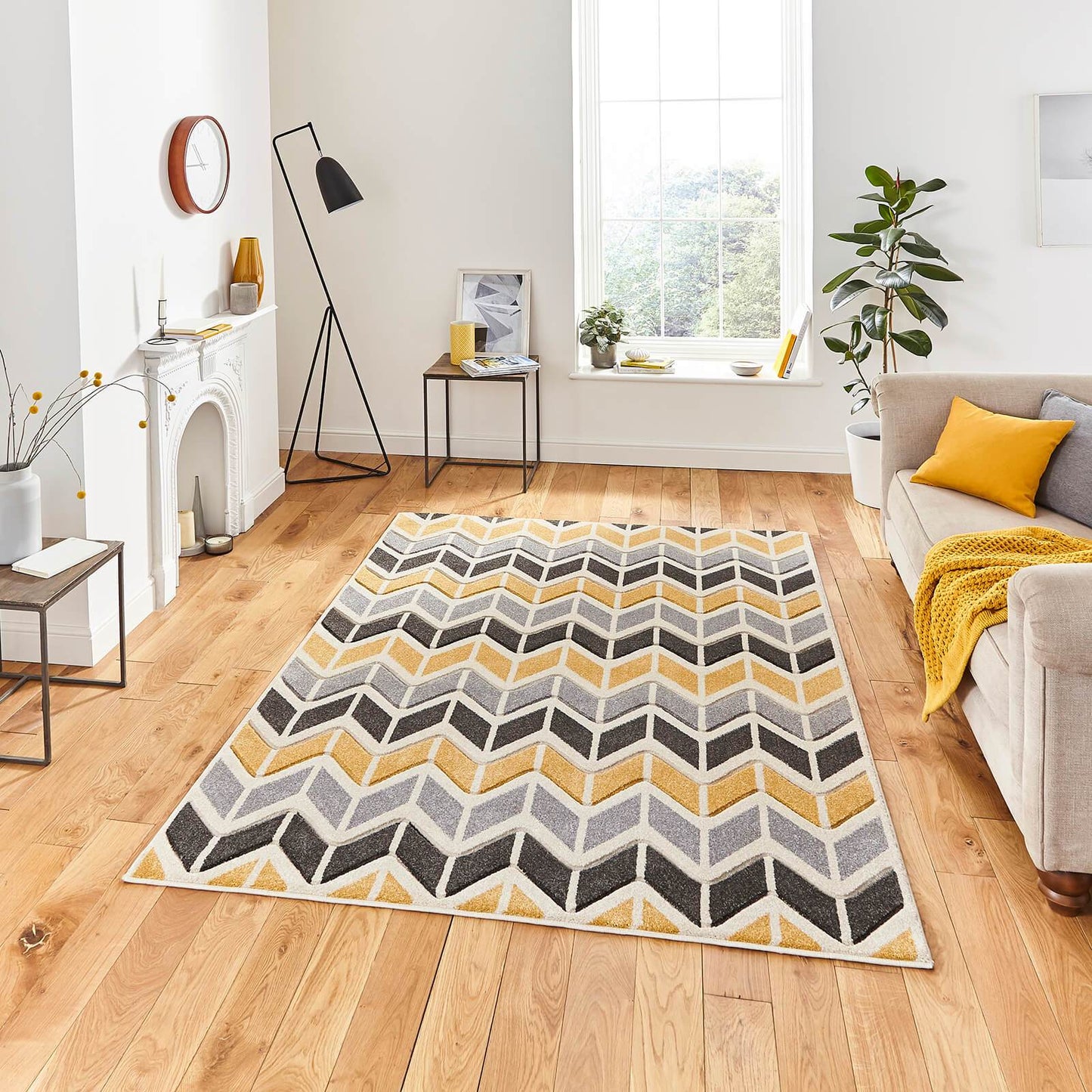 Think Rugs Matrix MT24 Grey / Yellow Rug