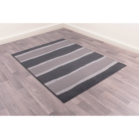 Rugstyle Modern Poly Nova Stripe Grey Rug