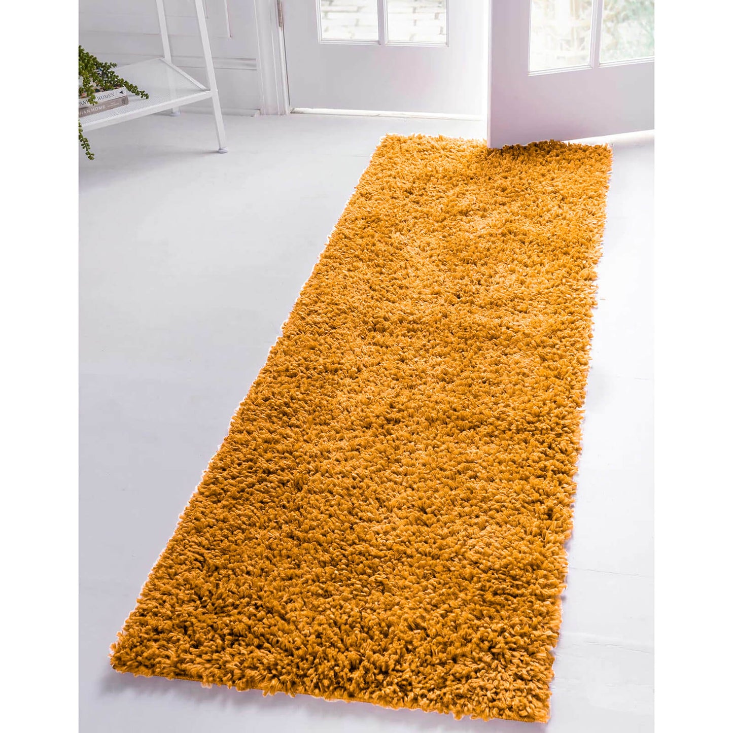 Rug Style Retro Shaggy Plain Ochre Rug