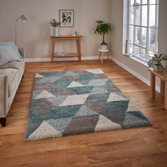 Think Rugs Royal Nomadic 7611 Grey / Teal Rug