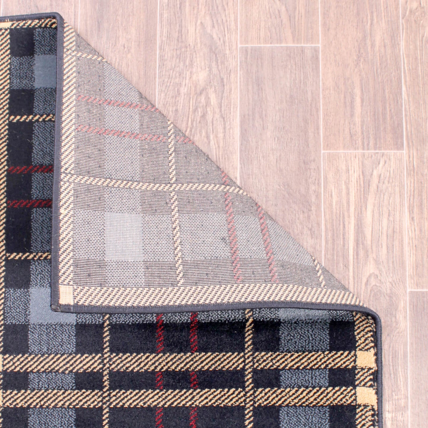 Ultimate Home Living Tartan Check Blue Rug