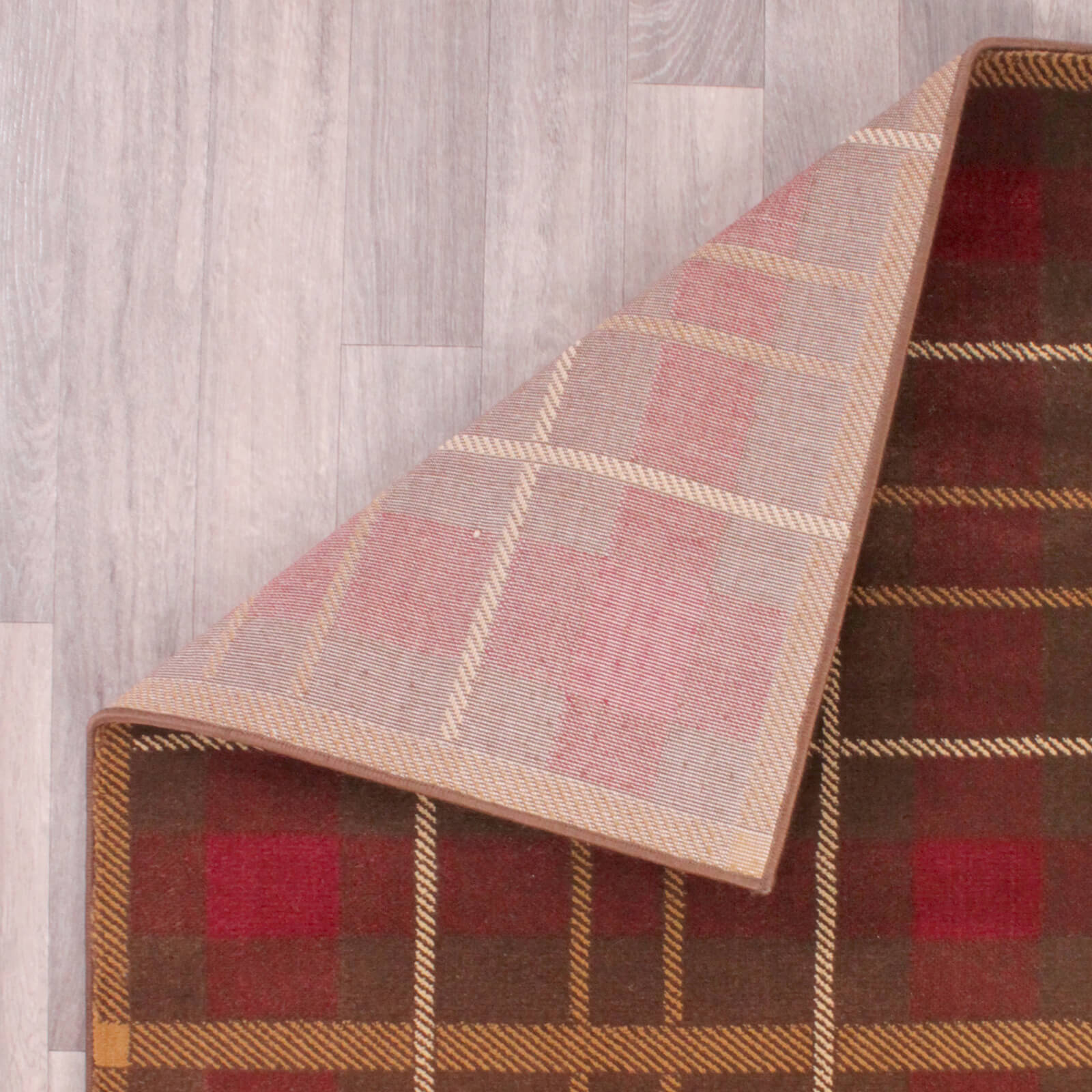 Ultimate Home Living Tartan Check Brown Rug