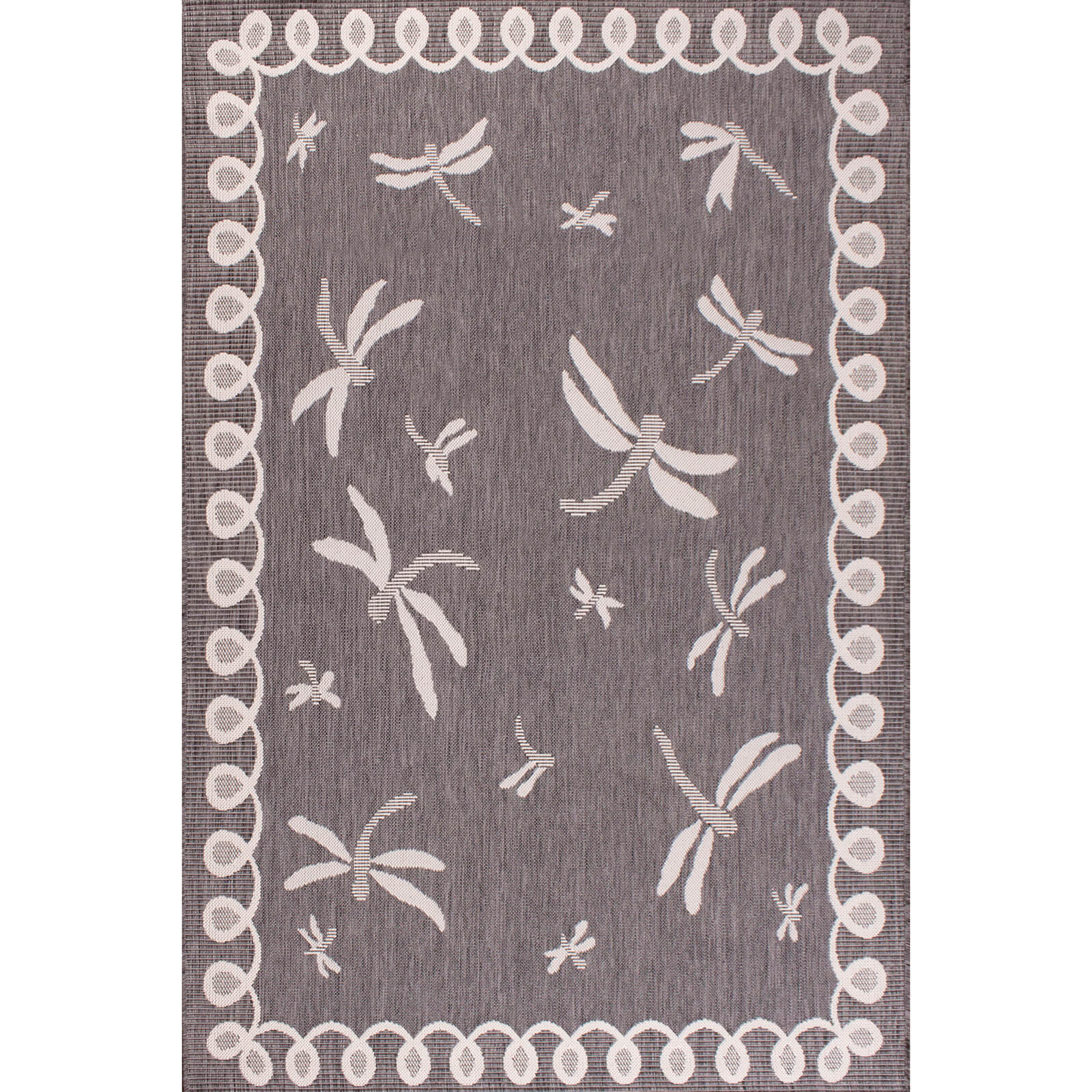 Rug Style Terrace Dragonfly Silver Grey Rug