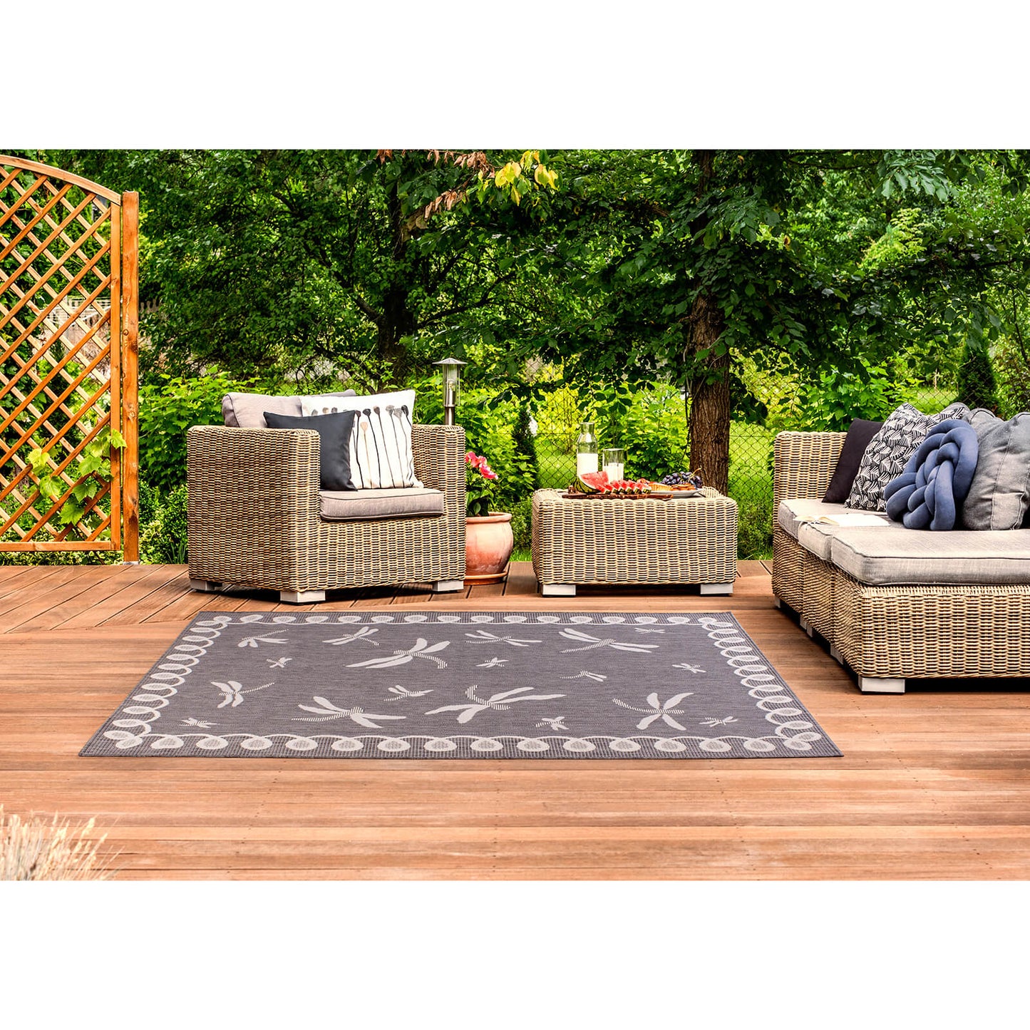 Rug Style Terrace Dragonfly Silver Grey Rug