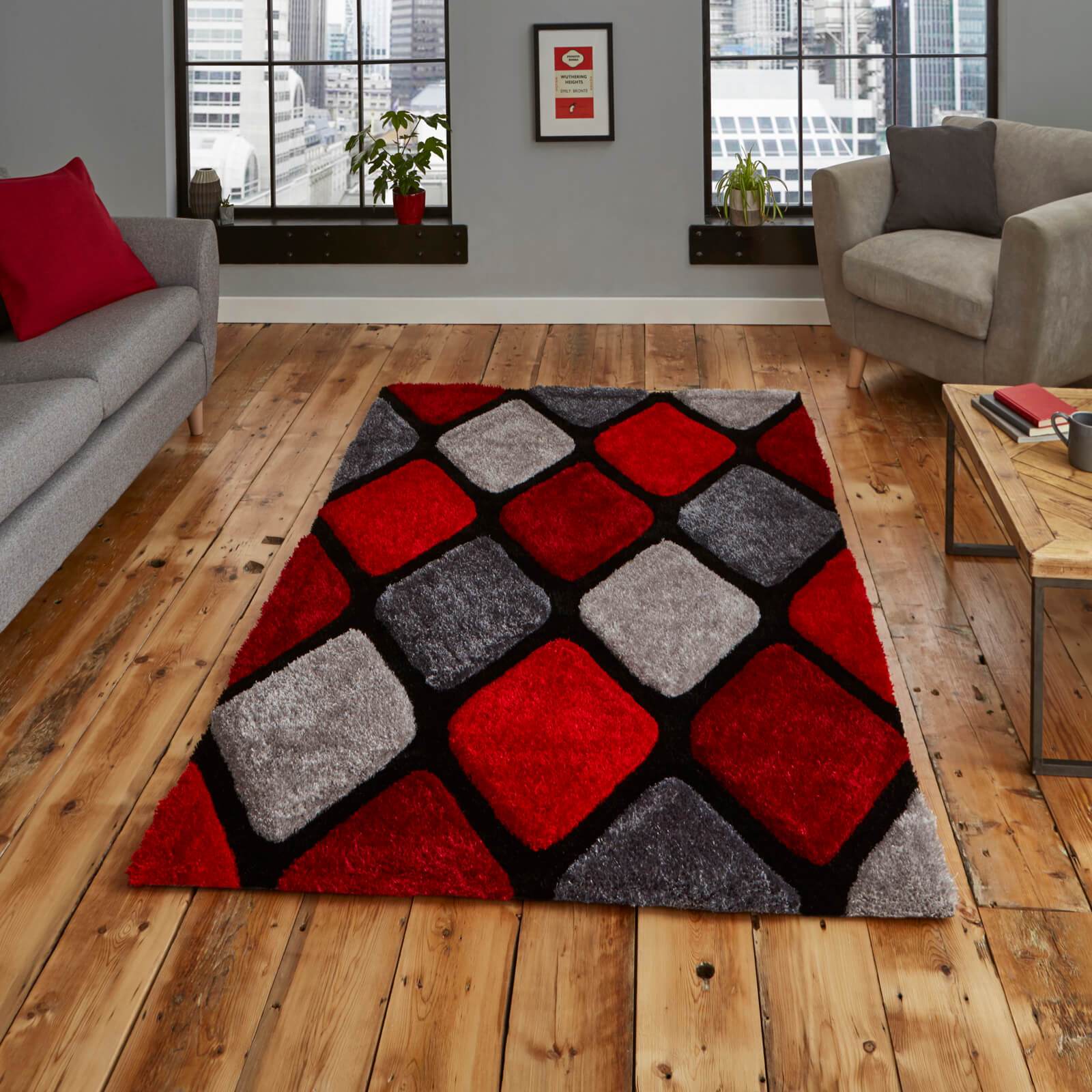 Think Rugs Noble House 9247 Grey / Red Rug