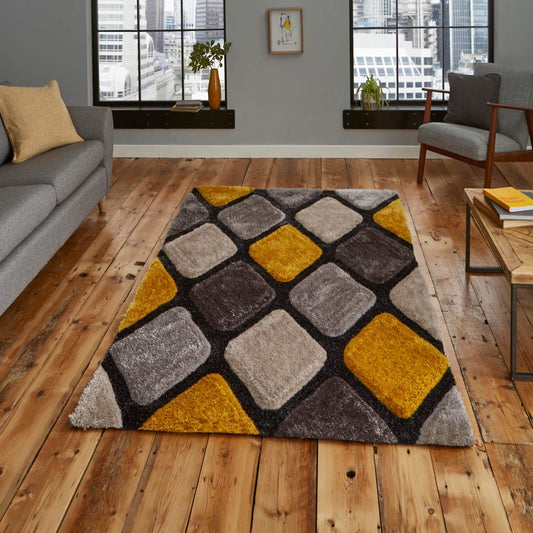Think Rugs Noble House 9247 Grey / Yellow Rug