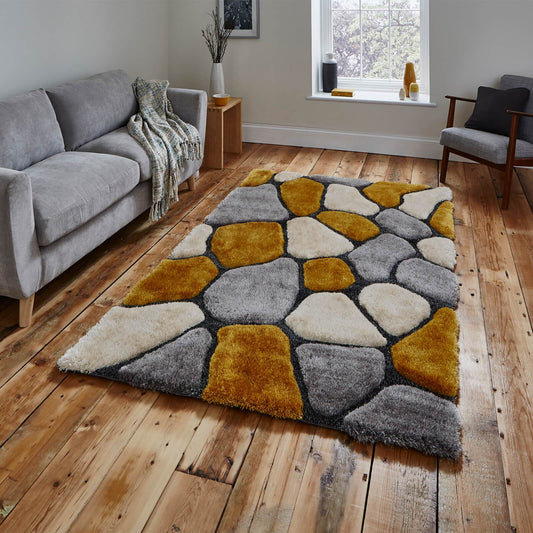 Think Rugs Noble House NH5858 Grey / Yellow Rug