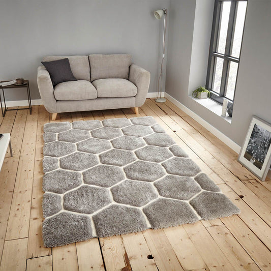 Think Rugs Noble House NH30782 Grey / White Rug