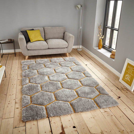 Think Rugs Noble House NH30782 Grey / Yellow Rug