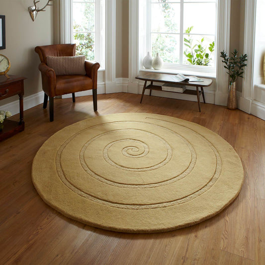 Think Rugs Spiral Gold Rug