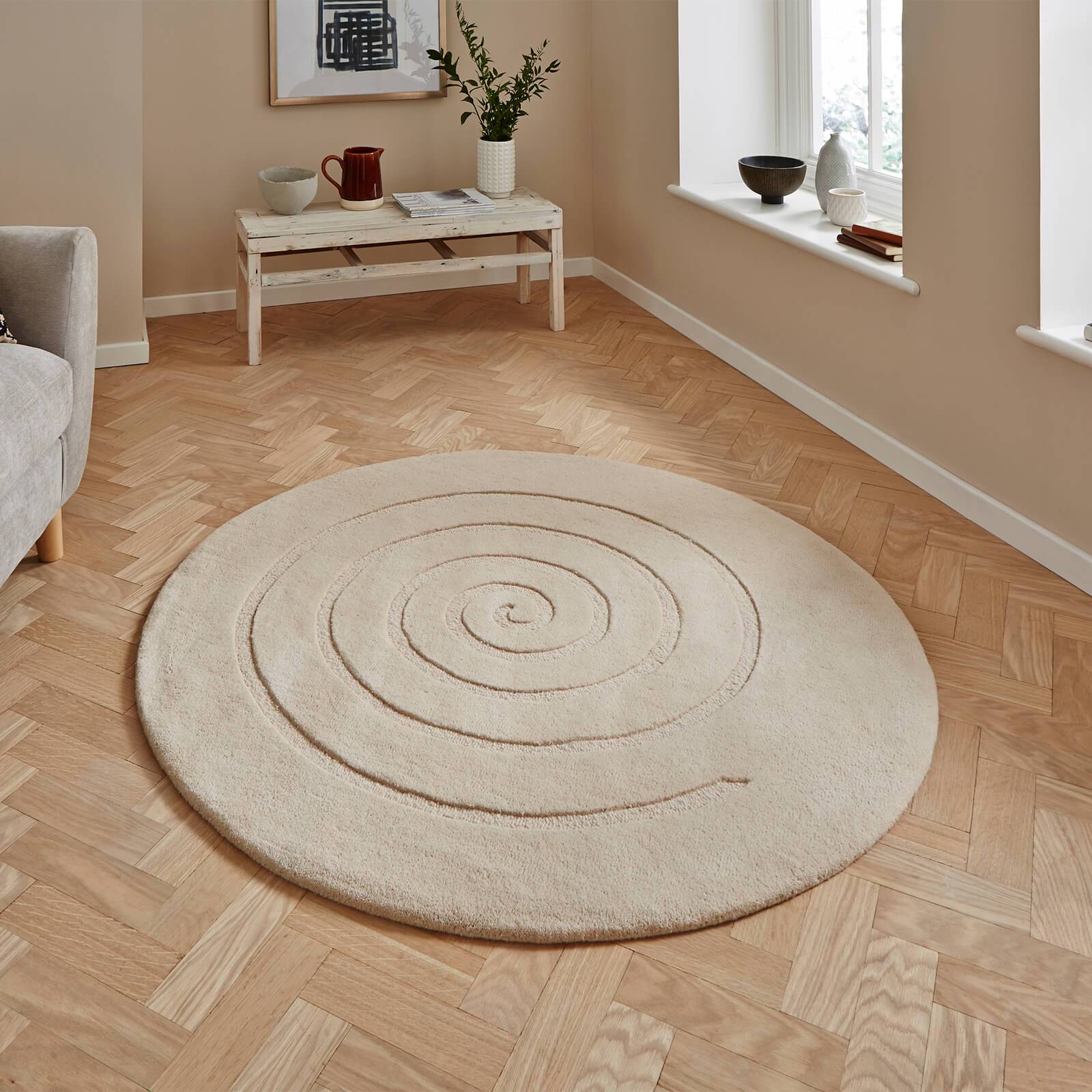 Think Rugs Spiral Ivory Rug