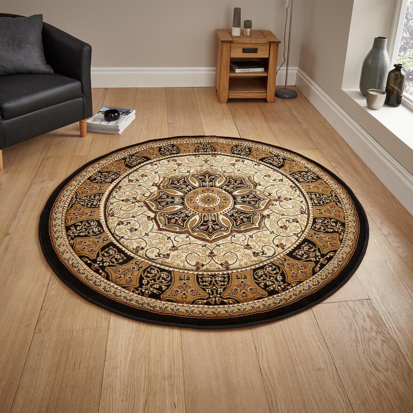 Heritage 4400 Black and Charcoal Traditional Rugs