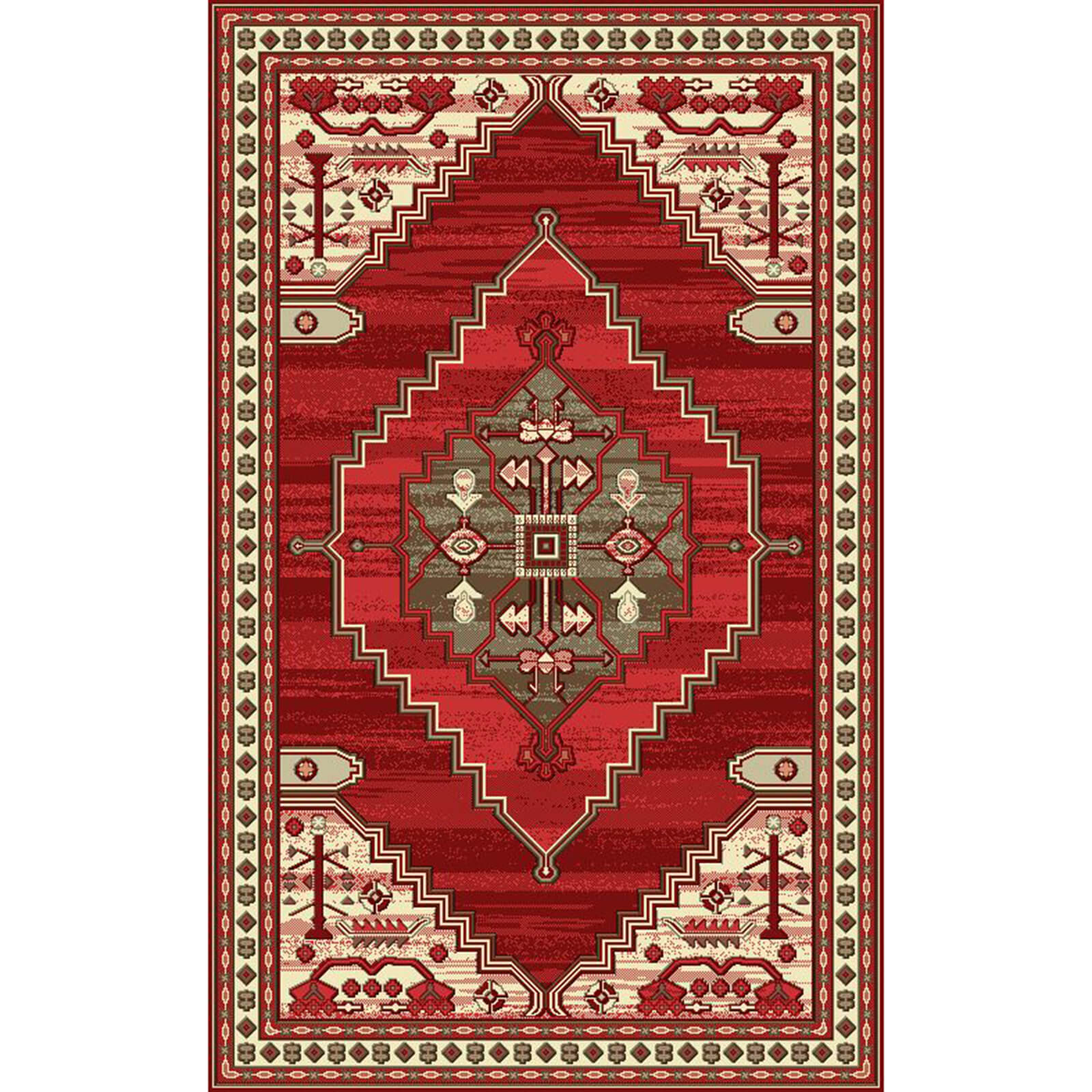 Rug Style Traditional Poly Peking Red Rug